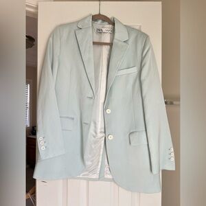 Zara Mint Green Single-Breasted Women's Blazer
